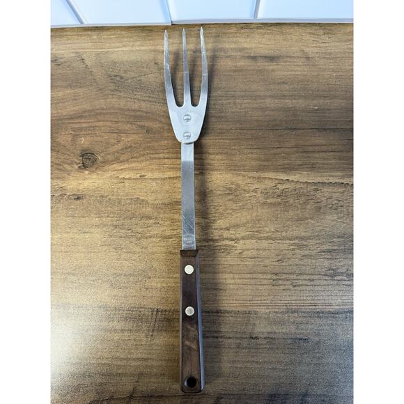 Vintage Ekco Eterna Forge Stainless Meat Carving Fork 3 Tine Prong USA 11.5 Inch - Picture 1 of 6